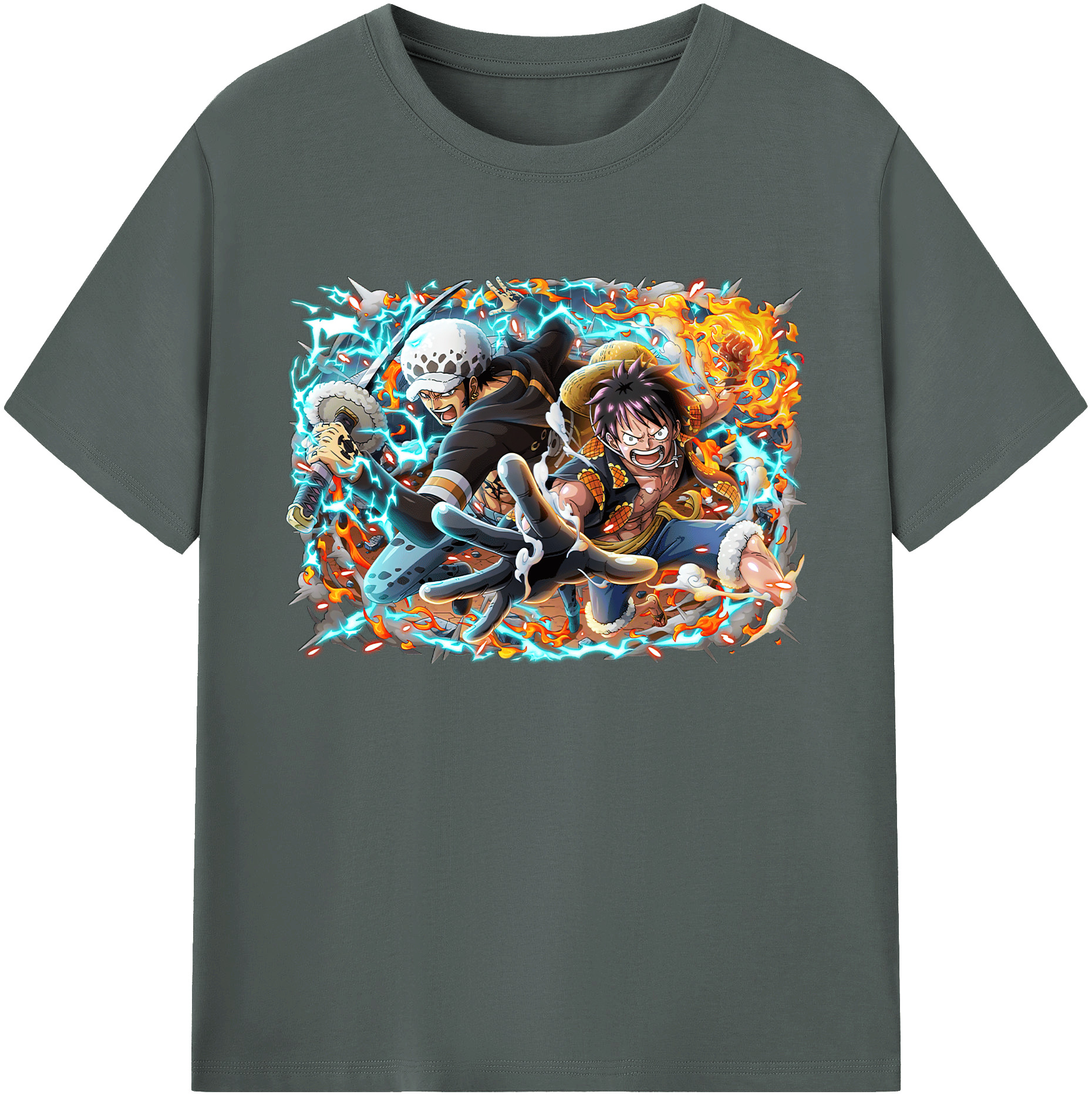 ワンピース モンキー・D・ルフィ ONE PIECE Monkey D. Luffy 綿100％ メンズ半袖Tシャツ｜肌触りやわらか＆通気性